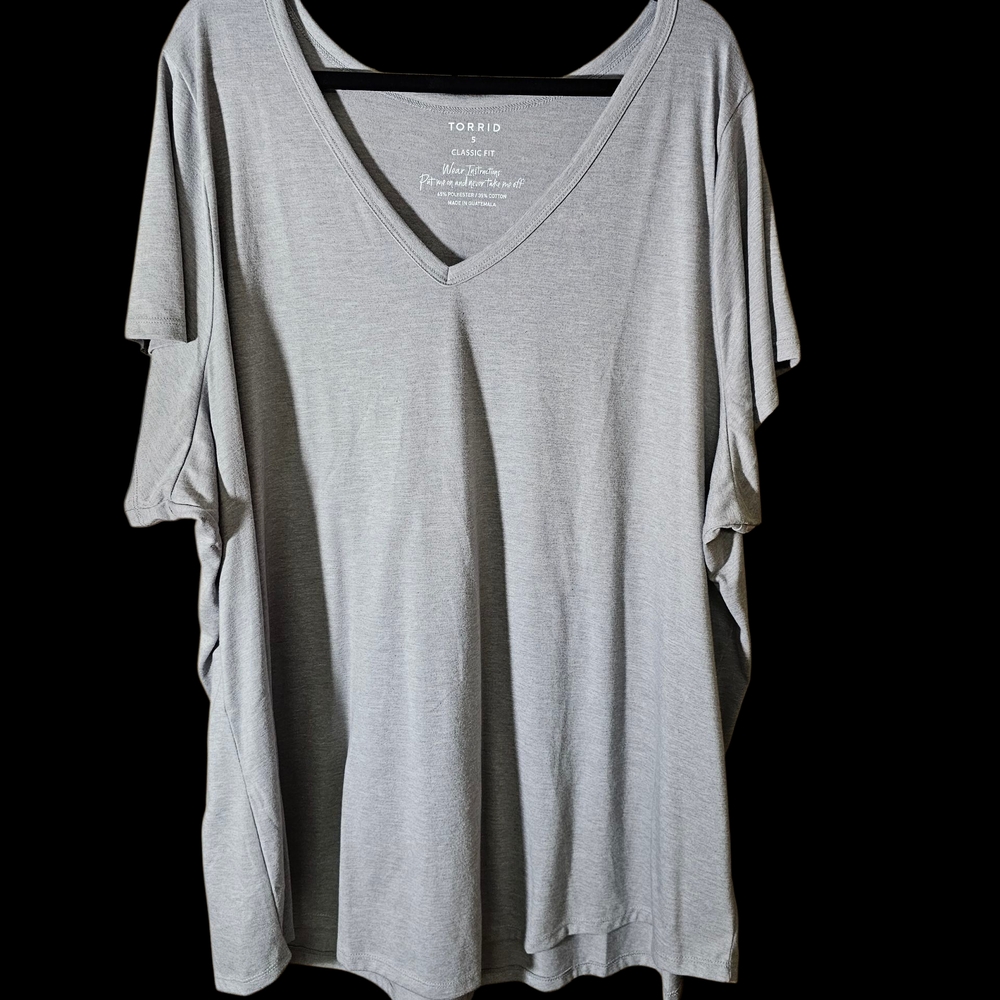 Torrid Light Gray V-Neck Short Sleeve Top